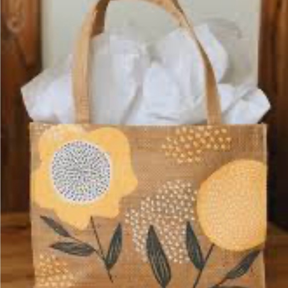 Yellow Sunflower Jute Mini Tote - Picture 1 of 6